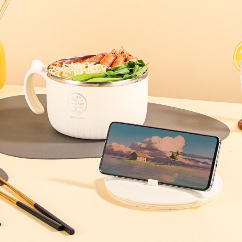 1300ML Noodle Bowl Food Grade Microwave Ramen Food Container with Lid and Handle Large Capacity Office Worker Instant Soup Cup