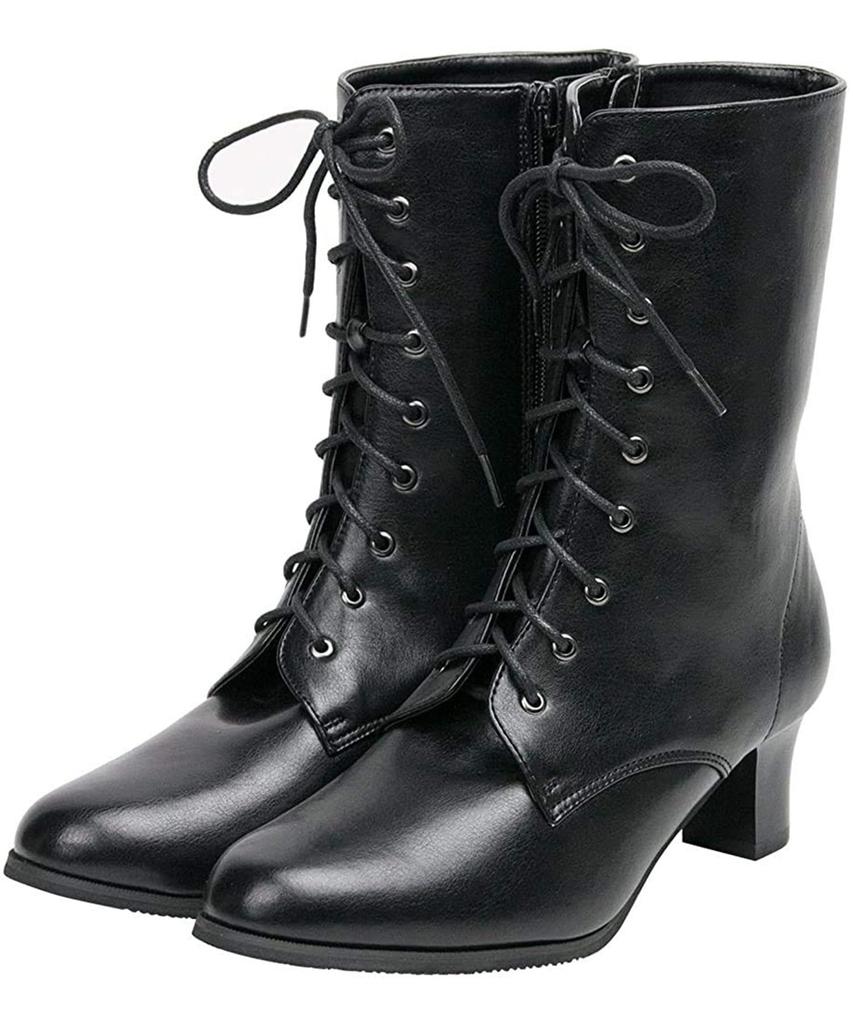 Hakama Hakama Graduation [KYOETSU] Boots, Lace-up Boots, Boots, Ceremonies, Women's (24.0cm, Black)