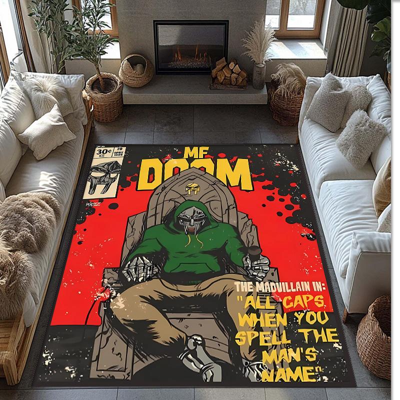DOOM Printed Crystal Velvet Area Rug, Soft Anti-Slip Water Absorbent Floor Mat for Living Room Bedroom