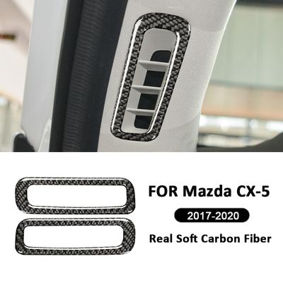 For Mazda CX-5 2017- Carbon Fiber Car Inner Door A-Pillar Air Outlet Vent Panel Frame Trim Cover Interior Decoration Sticker
