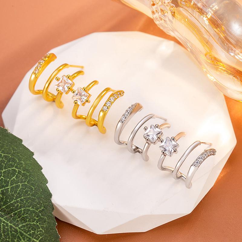Trendy CZ Claw-Shape Stud Earrings for Women Minimalist Versatile Ear Piercing Accessories Fashion Dating Jewelry Wholesale