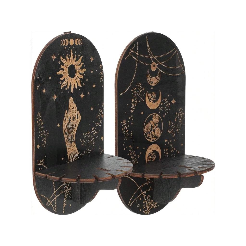 2pcs/set Black Wall Stand Candlestick Crystal Display Stand Bohemian Hand Stand Hanging Room Decoration