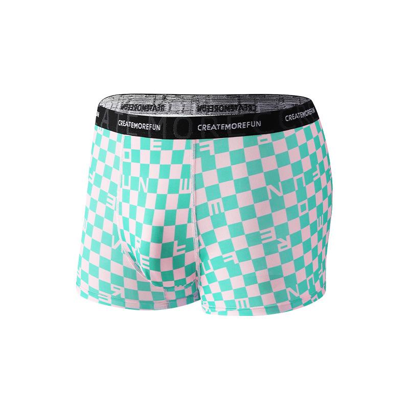 New Large-sized Summer Fashion Printed Ice Silk Breathable Mid-waist Briefs