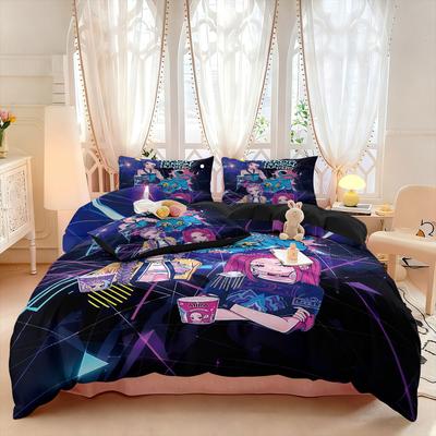 3-teiliges K-Pop Demon Hunters Print kernloses Bettwäscheset Mehrgrößen-Bettwäsche Wohnheim-Bettbezug, Weiche Dekoration, Maschinenwaschbar