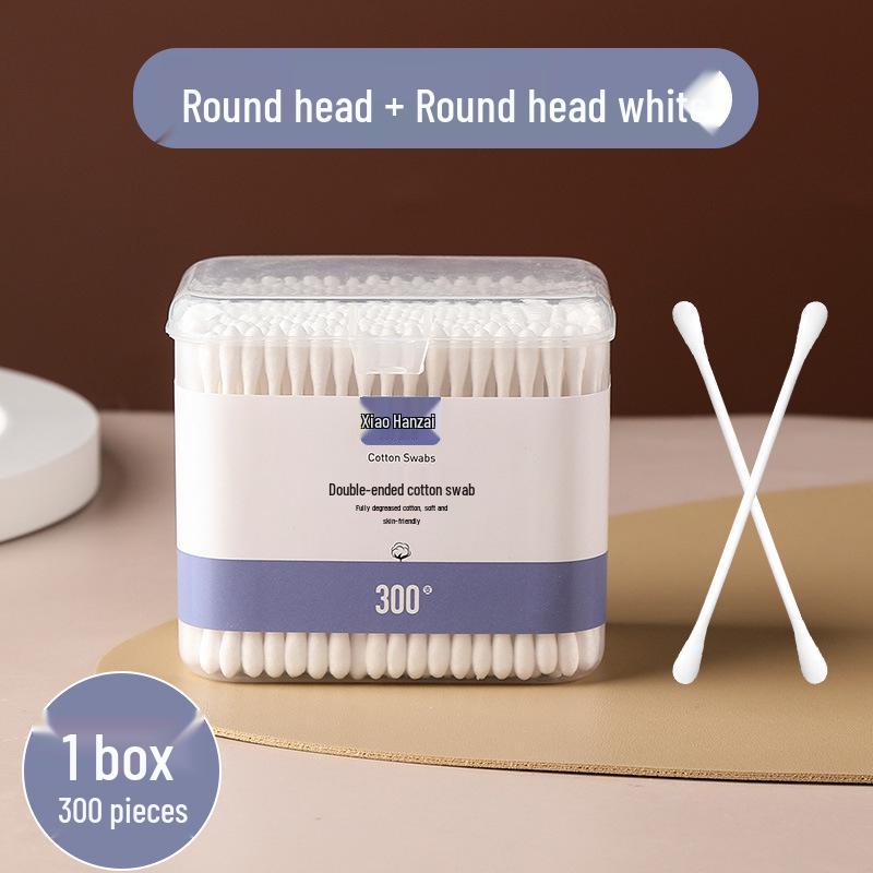 300pcs Dual-tip Cotton Swabs: Makeup, Ear Cleaning, Multi-use, Soft, Disposable, in Square Box