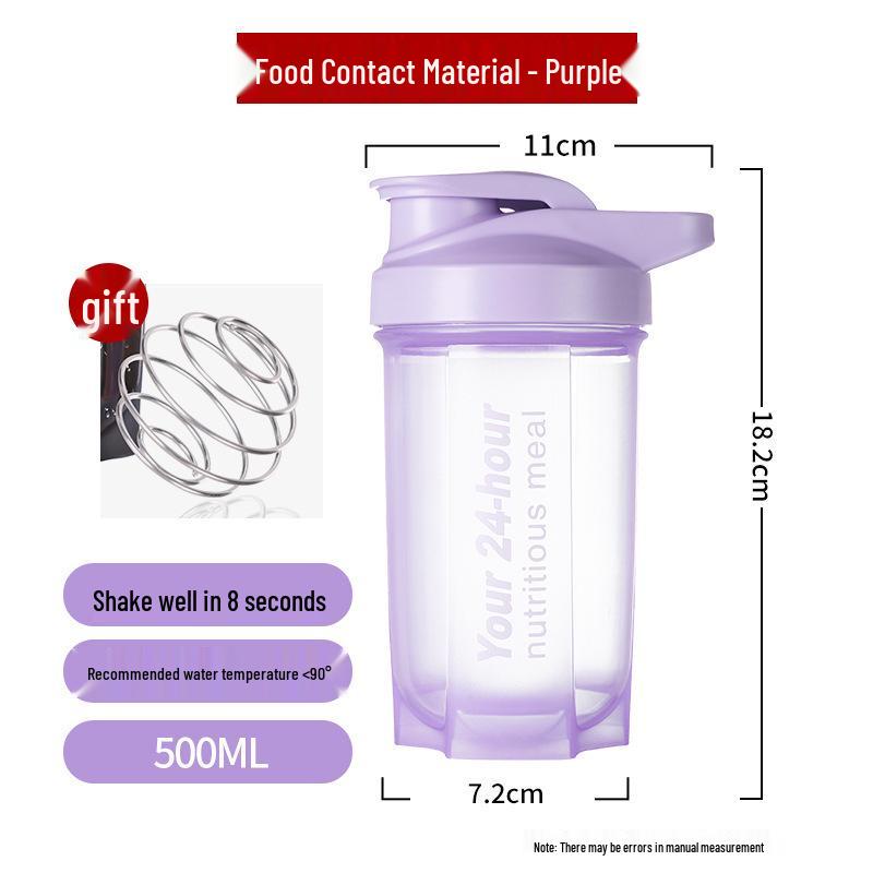 500ML Portable Protein Shake Blender Cup - 24-Hour Fitness Sports Large Capacity Shaker