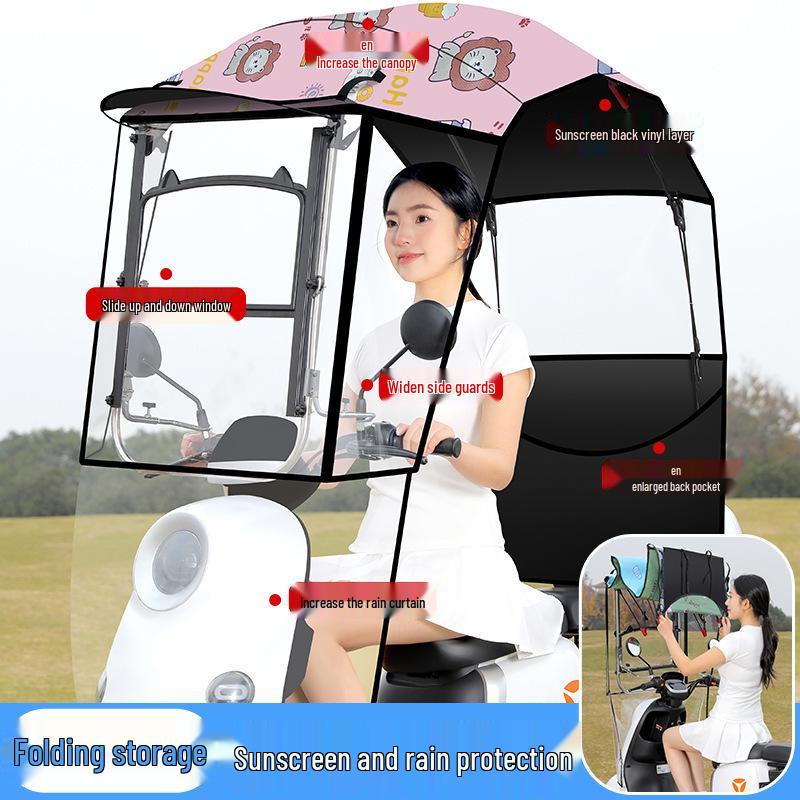 Rozkładana markiza i osłona przeciwdeszczowa do motocykli i trójkołowców.