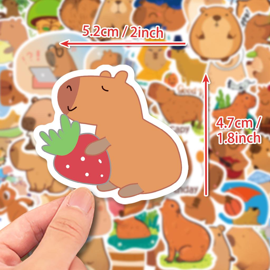 50 Capybara Stickers Cartoon Cute Cartoon Small Animals Children'S Stickers Diy Skateboard Luggage