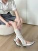 Ballet-Style Over-the-Knee Thin Summer Socks for Women - Solid Color, Calf-Slimming, Double-Needle Scrunch Design