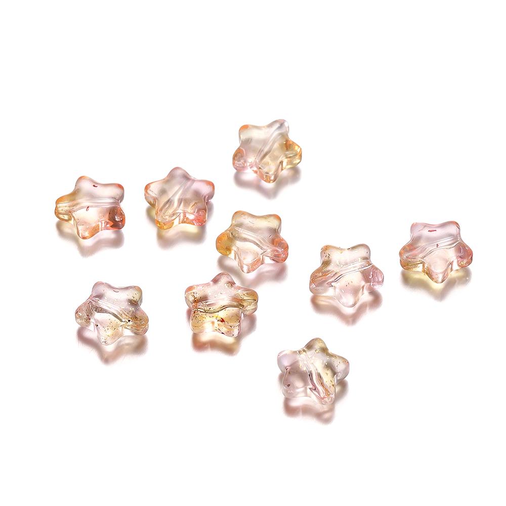 30pcs 8mm Colorful Five-pointed Star Glass Beads Loose Spacer Beads for DIY Handmade Jewelry Making Bracelet Accessories