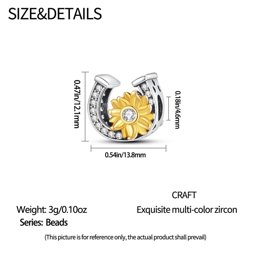 New Copper Golden Sunflowers Heart Charms Beads Fit Original Bracelets Necklace Party Diy Jewelry