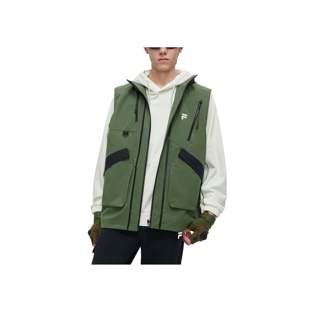 Fila Color Block Casual Stand Collar Loose Jacket Two Piece Set Men Jackets Cool-Green T11M341701F-GN