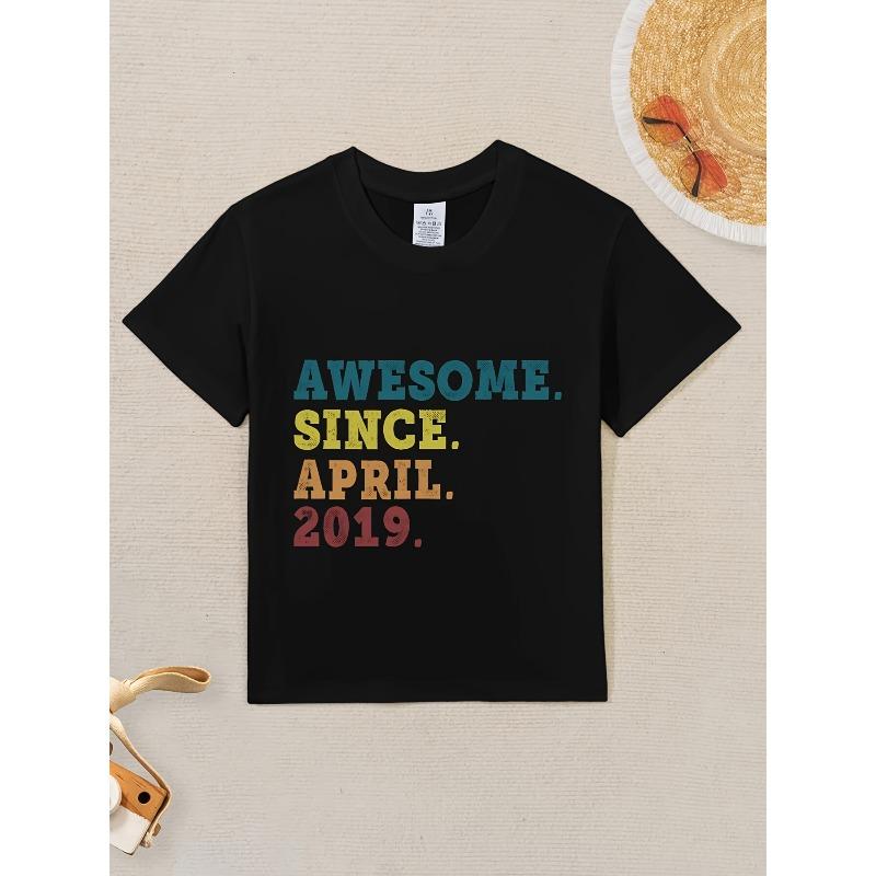 European sizes Kids' Birthday T-Shirt - Boys & Girls White Short Sleeve Top with Birth Year Print, Birthday Party Outfit & Casual Attir