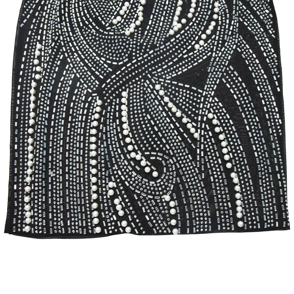 Abito da donna trasparente in rete con strass e perline - Stile europeo americano