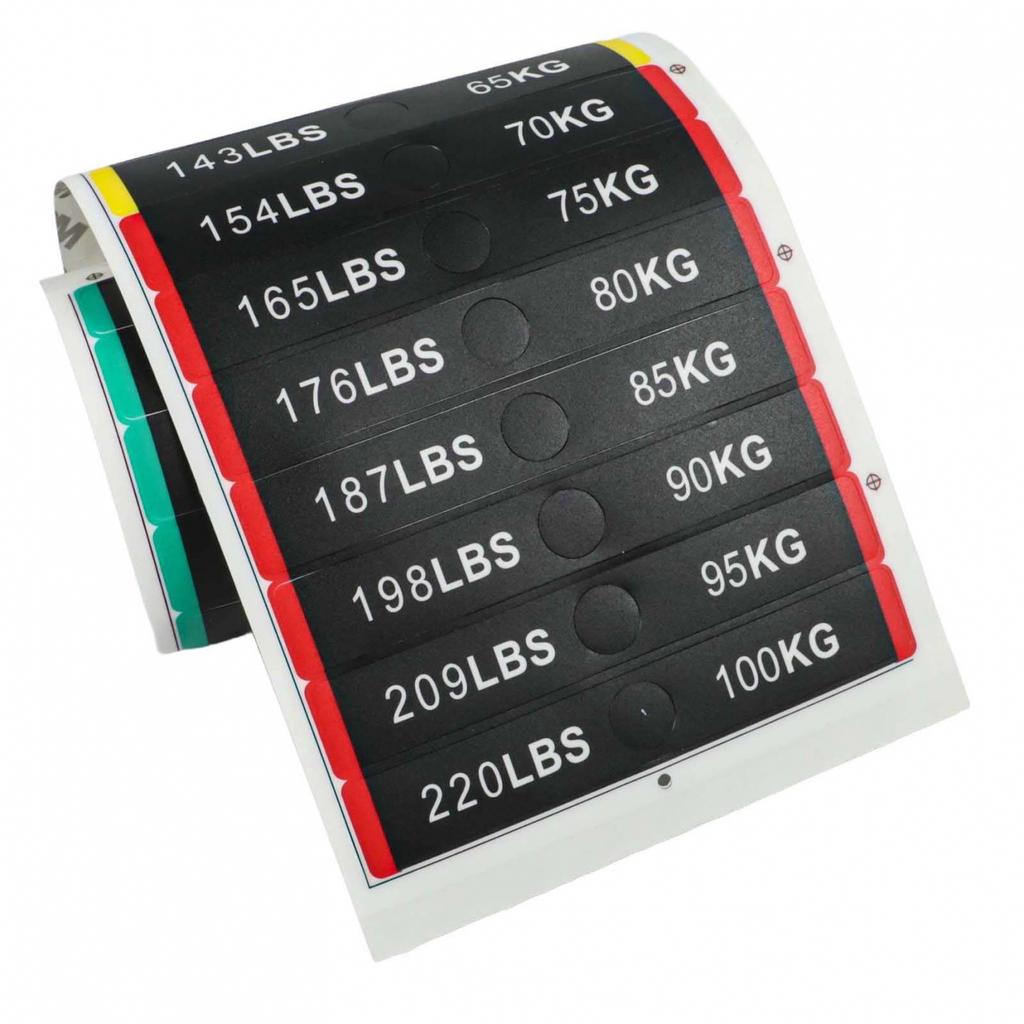 Weight Plate Identification Stickers Made from Wear Resistant Material
