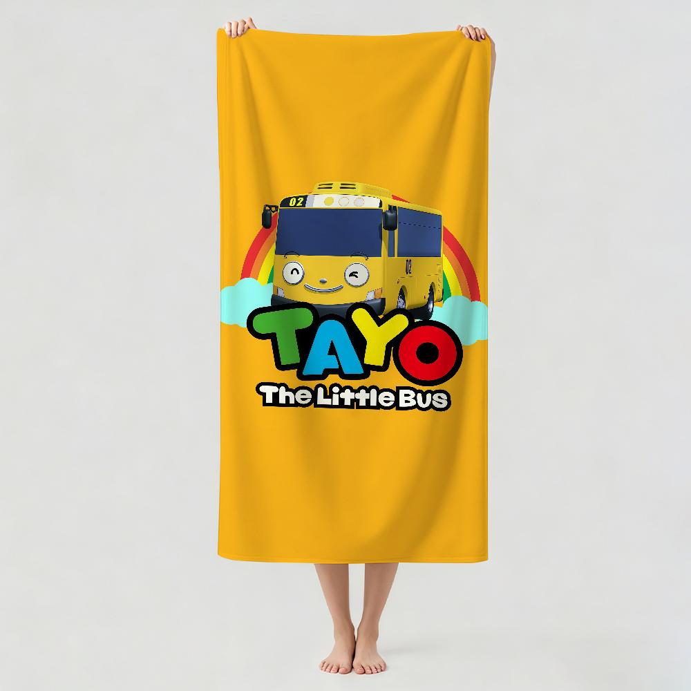 Cartoon T-Tayo The L-little B-Bus Towel Drying Bath Towel Applicable To Light Swimming Camping Yoga Beach Out
