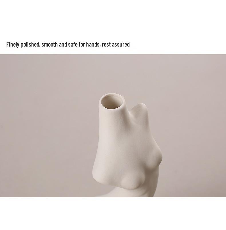 Nordic White Ceramic Human Body Art Vase - Decorative Sculpture for Home