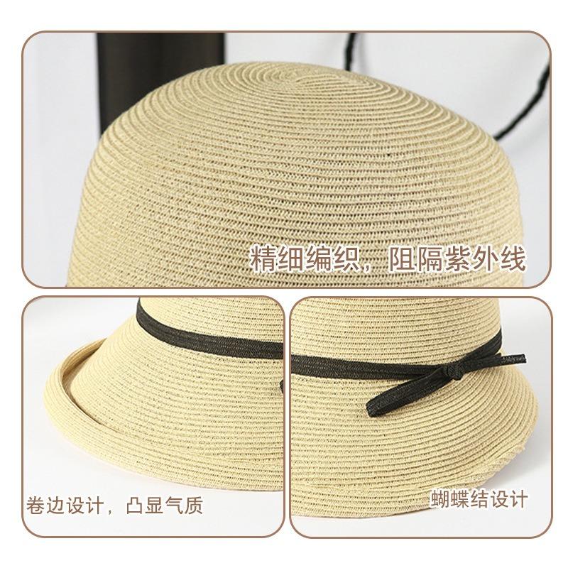Sunscreen straw hat sunshade UV shade summer seaside sunscreen straw hat retro casual summer sun hat