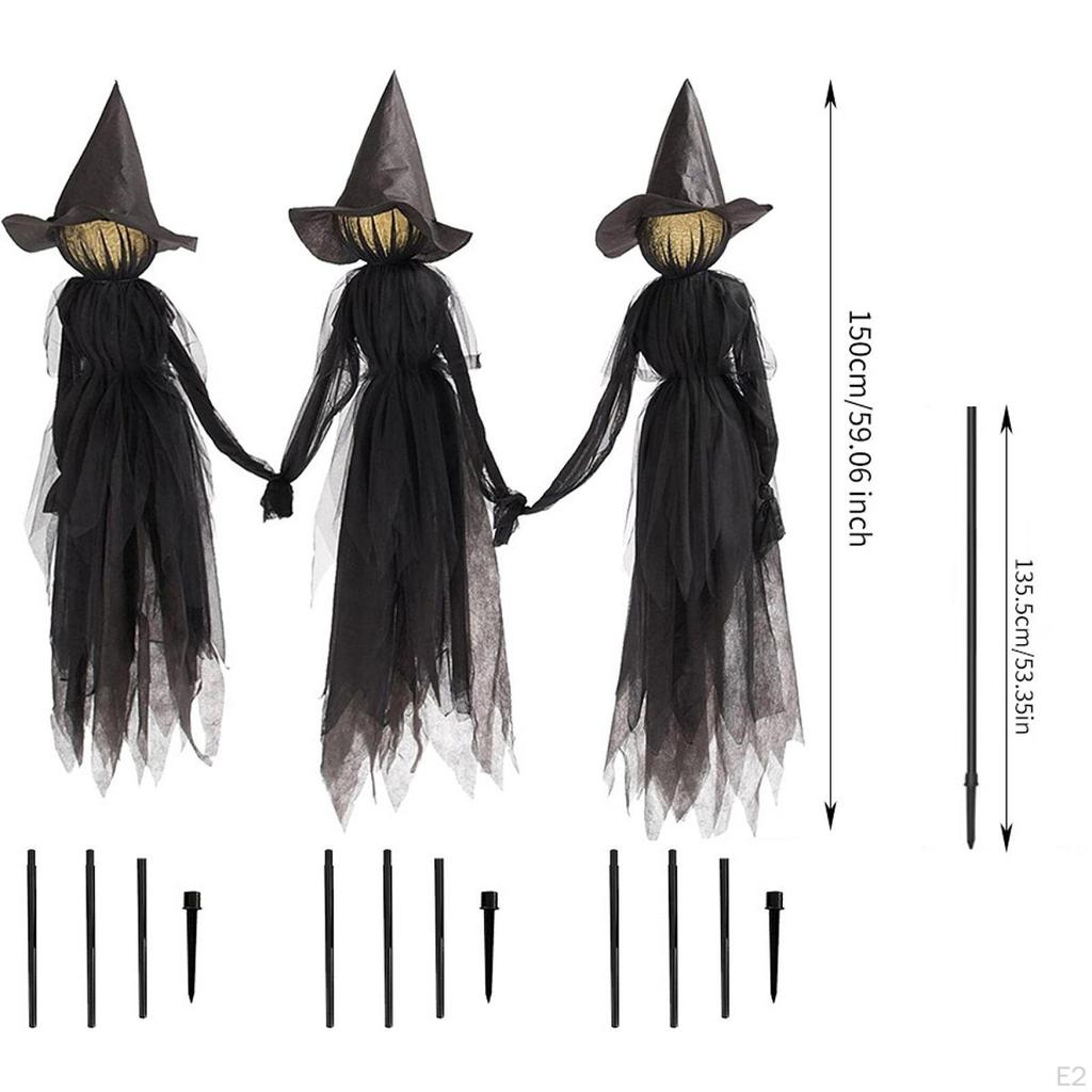 3Pcs Screaming Witch Halloween LED Display Large with Stakes Gifts Garden Decoration