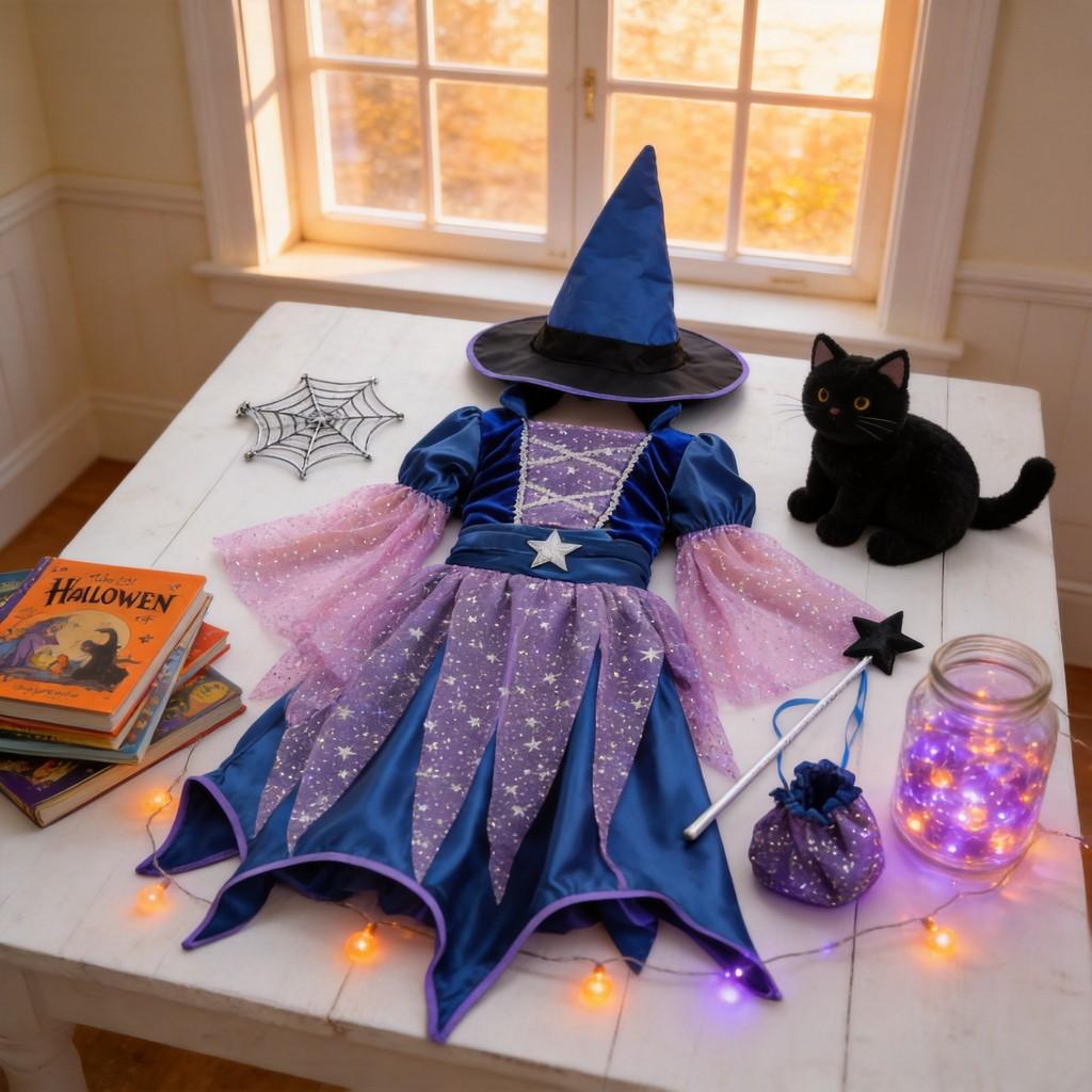 Witch Dress For Girls With Bohemian Style And Candy Bag For Halloween Events