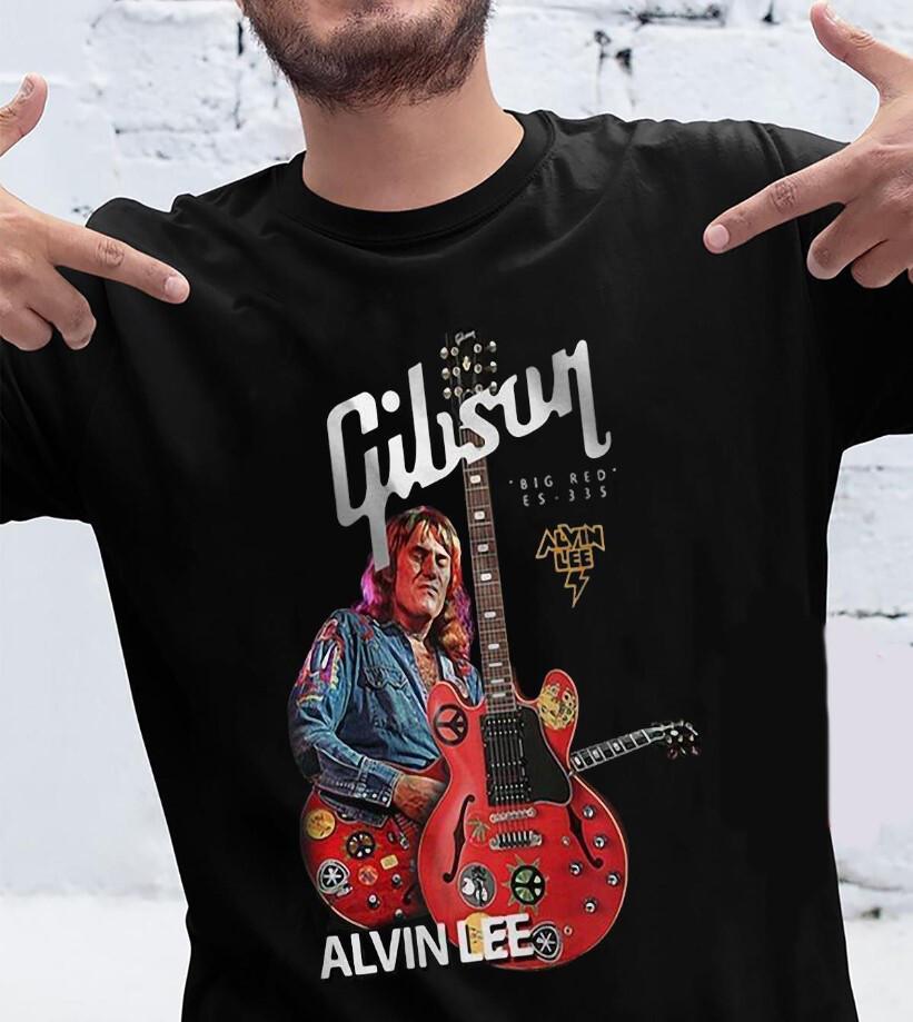 

New Alvin Lee Big Red 1946 2013 Guitar Shirt Short Sleeve Black Unisex S-5Xl Unisex T-Shirt XXXXL