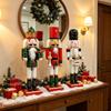 Christmas Nutcrackers Decoration in Solid Wood with a Square Base for Entryway, Mantel, Shelf, or Desk Display