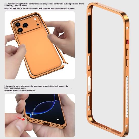 Metal Phone Case for IPhone 17/17 Pro/17 Max/17 Air Detachable Lens Cover & Heat Dissipation Phone Case Ultra-Thin Protective Frame with Hidden Strap