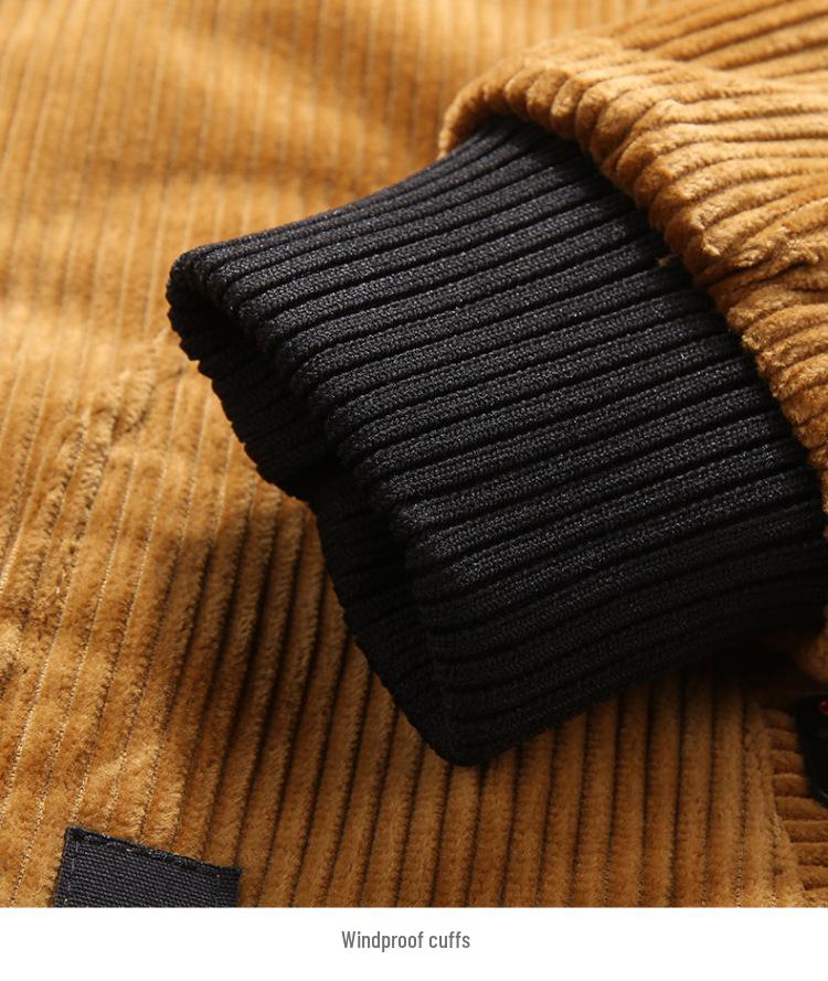 Winter-Cord-Herren-Stehkragen-Baumwoll-Steppjacke - Warme Freizeit-Oberbekleidung 9822