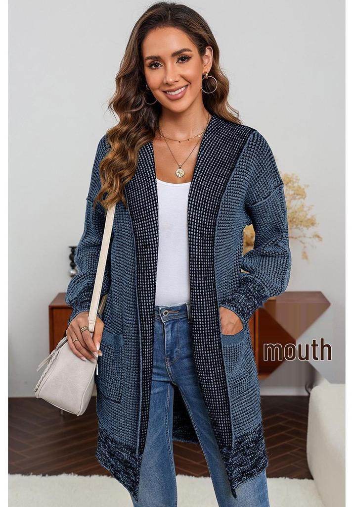 2025 Winter Women's Casual Hooded Knit Cardigan: European & American Style, Mid-Length, Loose & Warm