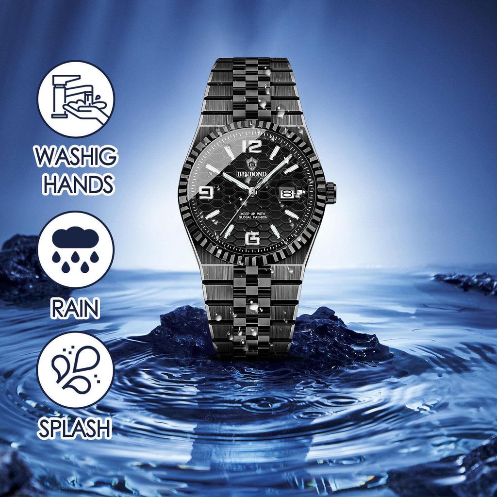 Men's Watch Stainless Steel Calendar 3ATM Waterproof Luminous Analog Display Simple Fashion Quartz Watch Men's Accessory - Birthday Anniversary