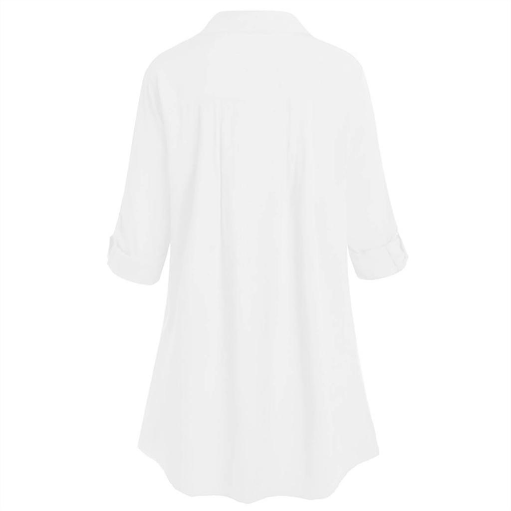 Women's Fashion Loose Casual Plus Size Lace V-Neck Button Down Long Sleeve Shirt
