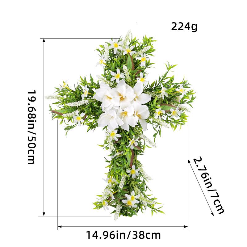 

Harbor Love Cross Lily Flower Wreath - Easter Door Hanging Decoration