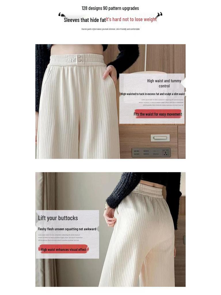 Damen Cordhose mit hohem Bund und weitem Bein - Weiß, Fleecegefüttert, Lockere Passform, Frühling/Herbst 2023