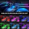 Acrylic Interior Car LED Lights with Wireless APP 6 In 1Ambient Lighting Kits Fiber Optic Strip LEDs 16 Million Colors Musicand