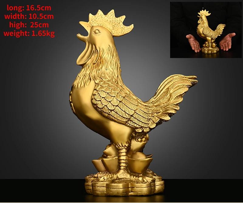 Copper Rooster Ornament Fortune Animal Chicken Money Yuanbao Home Entryway Desktop Decor Sculptures