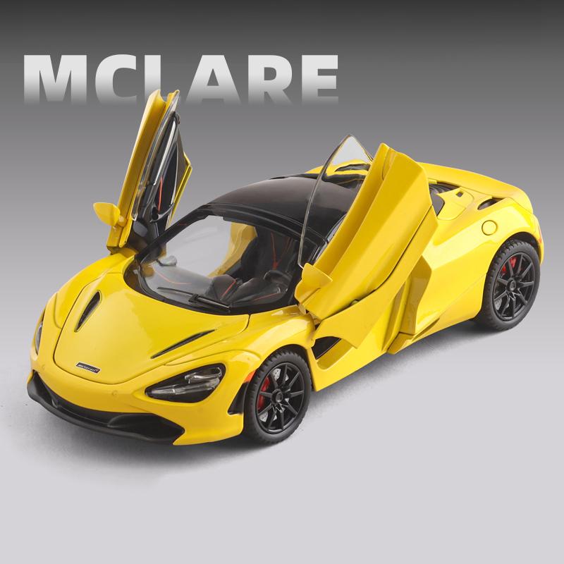 Гальванизированная версия 1/24 McLaren 720S Сплавная модель спортивного автомобиля Литой металл Гоночный автомобиль для трека Модель автомобиля Звук и свет Детская игрушка Подарок