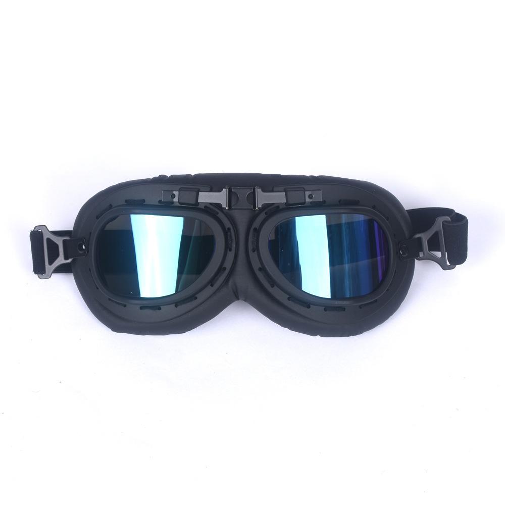 Motorcycle Retro Harley Riding Goggles Mountaineering Glasses Windproof Waterproof Black Frame Retro Pilot Goggles