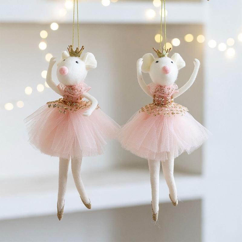 Ballettmaus-Puppe Weihnachtsbaumschmuck für das Feiertagsfest 20cm Ballettänzerin Figur Hängedekoration