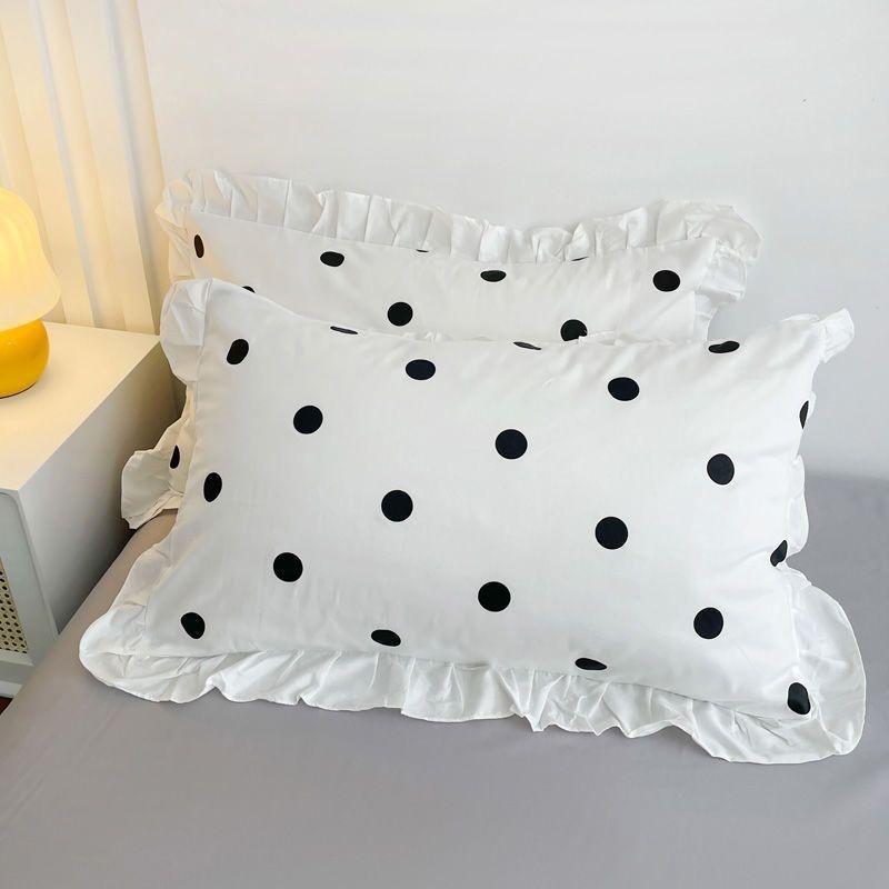 Pillowcase Bedroom Breathable Skin-friendly Korean Fashion Princess Bedroom Ruffles Washable Household Dormitory Bedding Ins