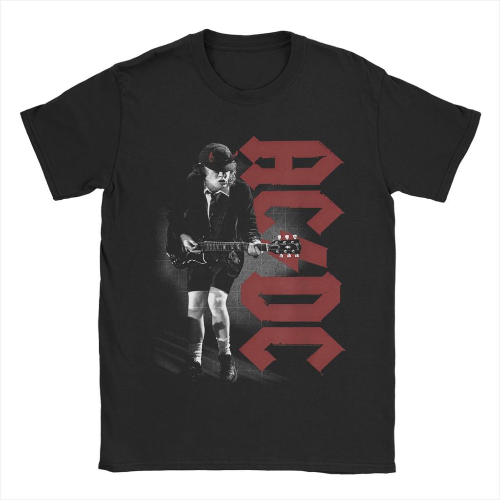 Crazy AC Rock Music Band T-Shirt for Men Round Collar 100% Cotton T Shirts DC PWRUP Stage Lights Short Sleeve Tee Shirt Clothes