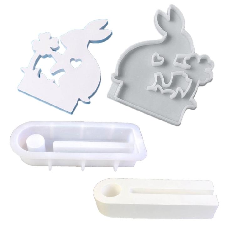 Silicone Molds Rabbit Candle Holder Resins Molds DIY Flame Candlesticks Mould