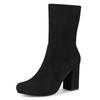 Allegra K Women's Foldable Block Heel Stretch Ankle Boots, Black, Size 27.5cm