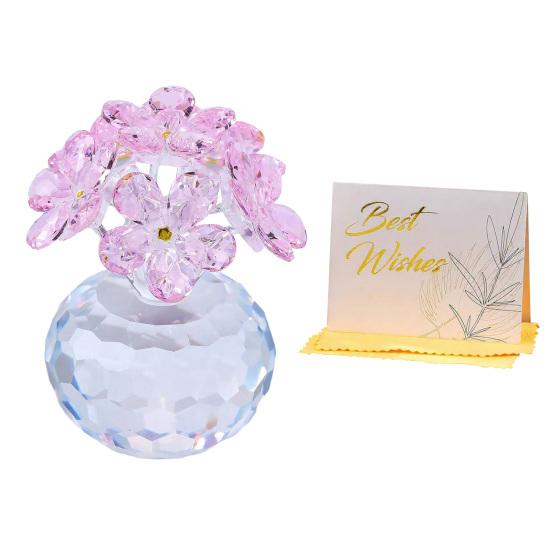 Faux Crystal Flower Figurine Forget Me Not Flower Gift for Women Sympathy Clear Glass Flower Ornaments for Valentine's Day Birthday Table Decor