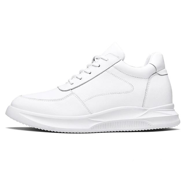 

Sneakers Heightening Shoes Elevator Shoes Height Increase Shoes Leather Shoes Insoles 7CM Man Daily Life Height Increasing Shoes 43 білий