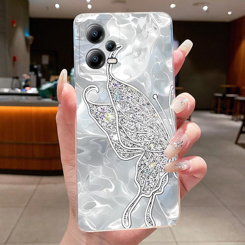 Phone Case For Xiaomi POCO X5 5G/Redmi Note 12 5G/POCO X5 PRO 5G Butterfly Protective Casing Transparent Soft Silicone TPU Cover