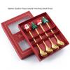 4pcs Gold Christmas Dinnerware Set with Gift Box Elk Christmas Hat Tree Fork Spoon Cutlery Set Stainless Steel Party Tableware