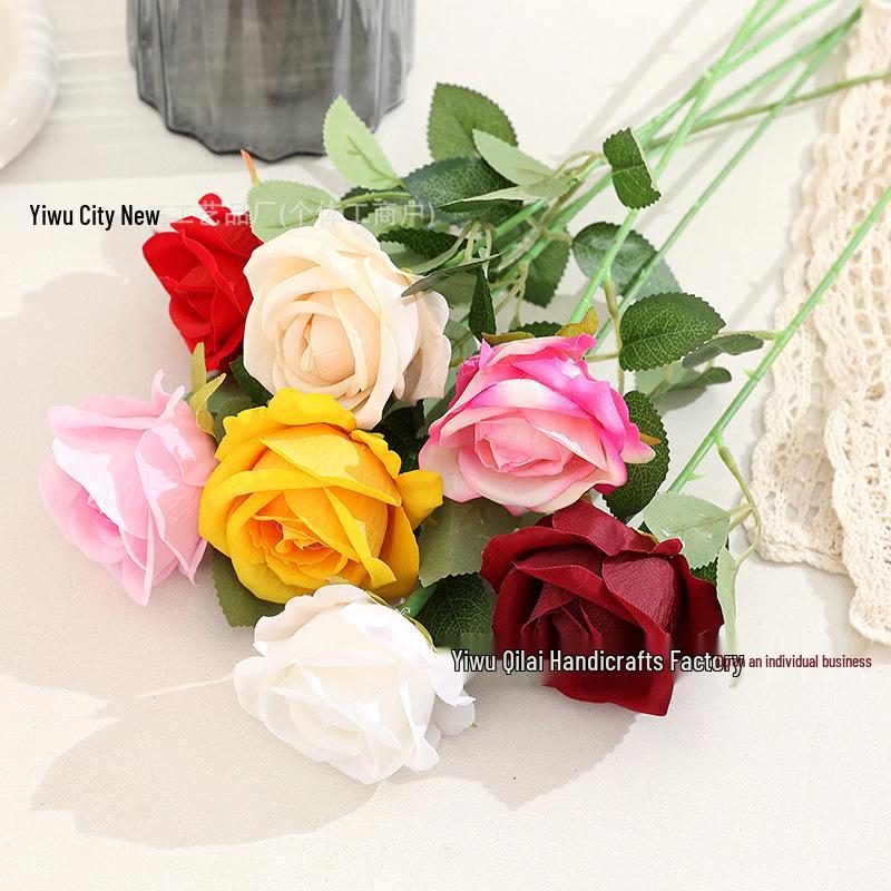 Velvet Rose Artificial Flower for Home Decor, Wedding Aisle, and Hand Bouquets