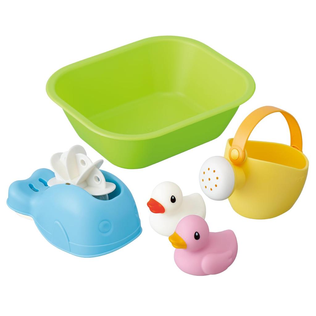 Toy Royal Soft Bath Deluxe Set Antibacterial and Antifungal Soft Material Pool Toy (Water Play/Bath Play) (Bath Basin/Waterwheel/Watering Can/Duck