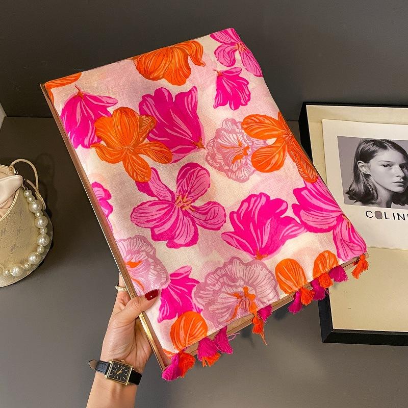 Spain Winter Thick Viscose Scarves Women Ombre Petal Floral Shawls And Wraps Pashmina Stole Bufandas Muslim Sjaal 180*90Cm