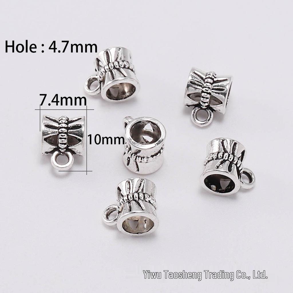 DIY šperky doplňky: Starožitné stříbrné distanční korálky s velkým otvorem pro náramky Pandora a trojcestné náhrdelníky - Sada 20 kusů.